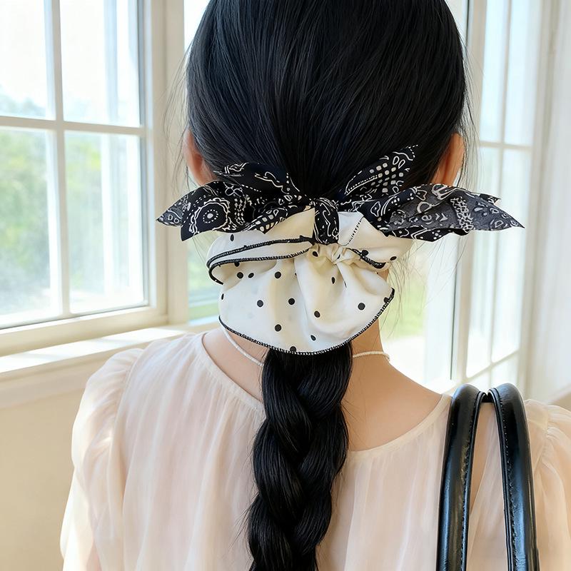 Polka Dot Bow Hair Tie - High-End Hair Accessory for Buns