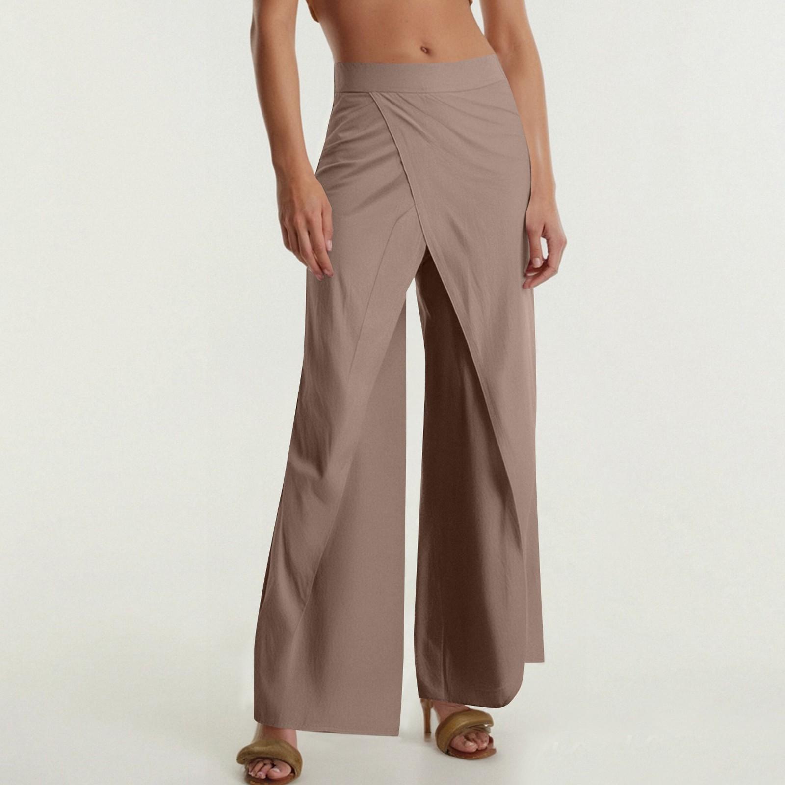 

Женские модные однотонные спортивные штаны для фитнеса и йоги, широкие брюки XXL светло-коричневого