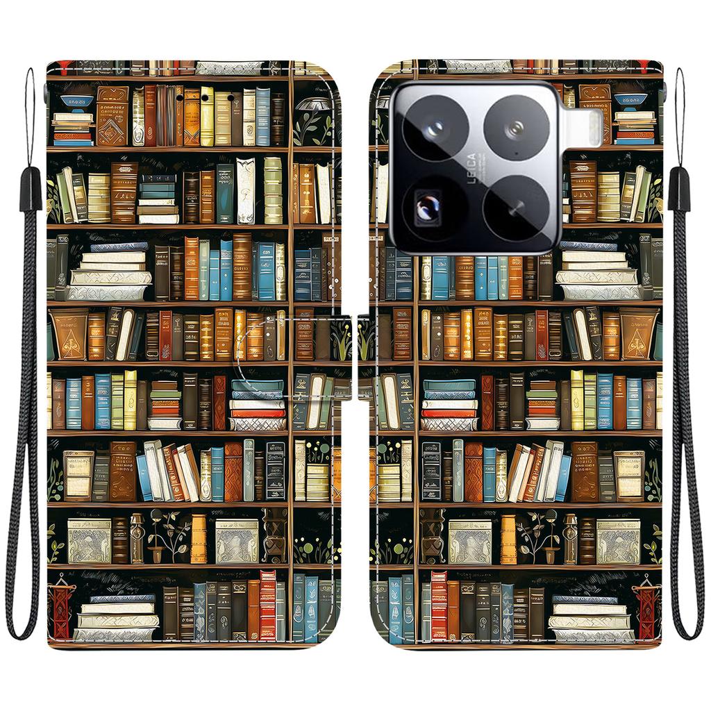 For Xiaomi 15 Pro Leather Case Stand Wallet Pattern Printing Phone Cover with Wrist Strap