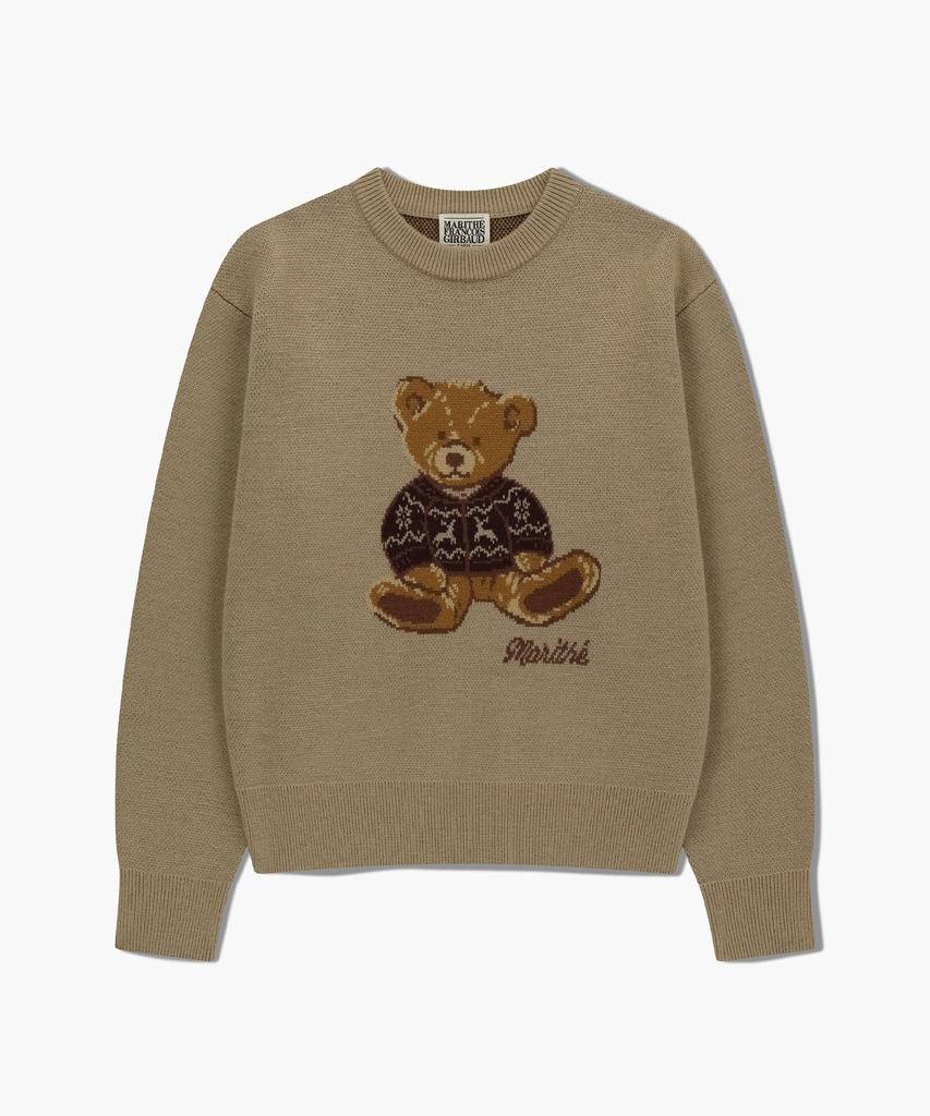 Malittepeulangsowajeobeo Doodle Bear Knit Pullover Beige