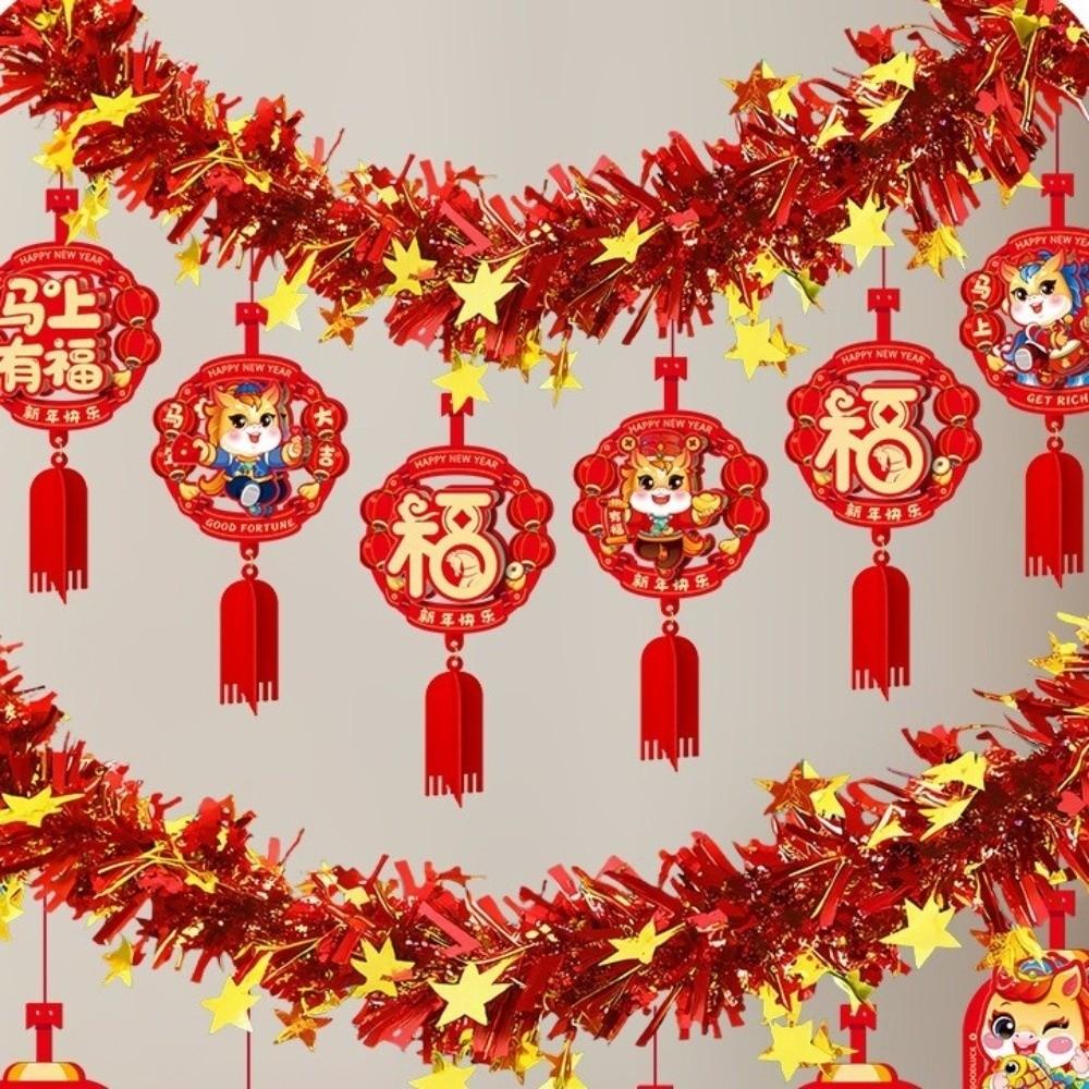 Chinese Style Horse Year Hanging Decorations 2M Lunar New Year Ornament  Bedroom Ceiling
