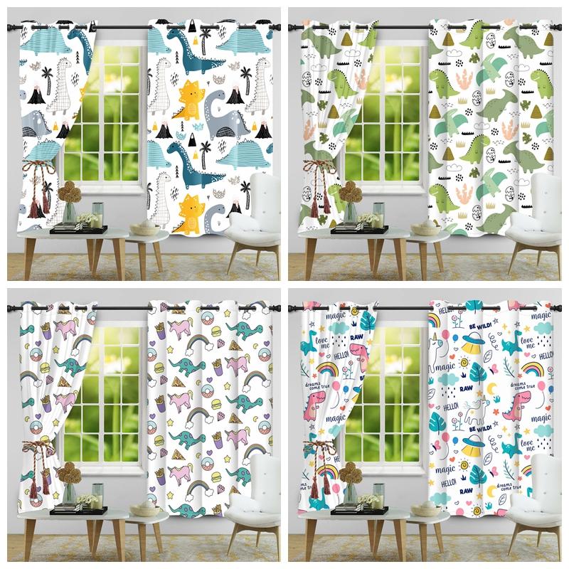 Kids Bedroom Cartoon Pattern Curtains Multiple Designs Children'S Room Curtains For Bedroom Fun 2Pcs 100% Blackout Window Drapes