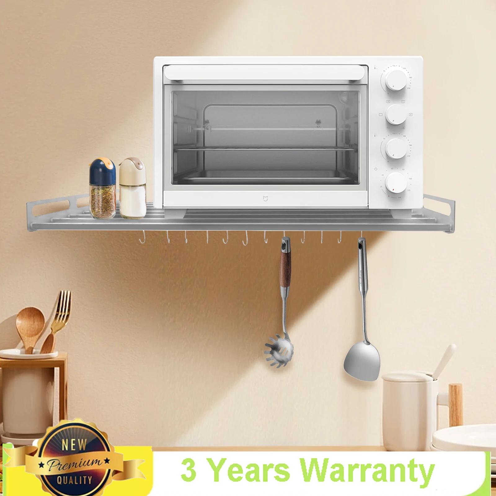 

Bymaocar 201 Stainless Steel Microwave Oven Storage Rack 40*60cm, Thickened Silver Home Storage Holder Organizer with 12 Hooks, M&1-tier серебряный