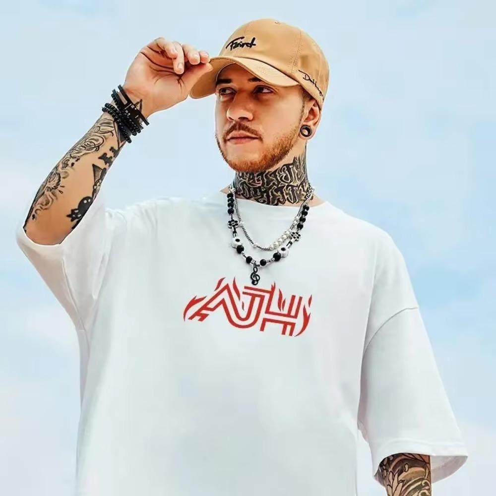New 8X Summer Fashion Short Sleeve Men's T-Shirt Loose Running Cartoon Anime Character Printing Men's Unisex T-shirt Couple Tops
