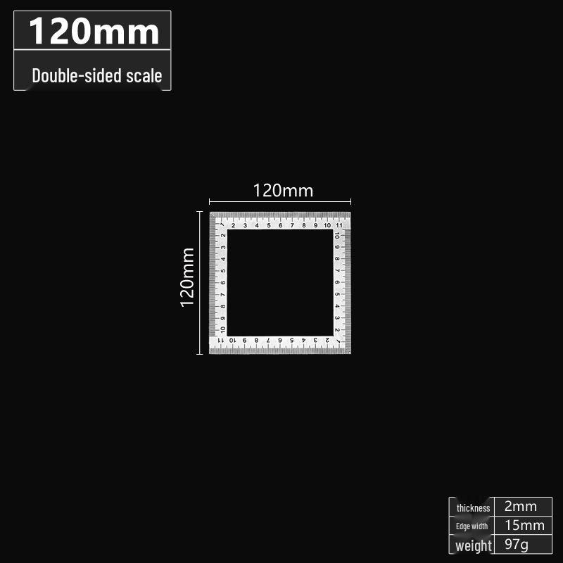 Stainless Steel Square & Diagonal Measuring Ruler with Grid