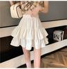 Women's Summer White Tiered Pleated Puffed Umbrella Skirt Petite High-Waisted A-Line Mini SkirtCasual Design-forward Slimming All-match Versatile