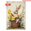 Vintage D Easter Rabbit Metal Wall Art Farmhouse Rustic Spring Decor Sign Home Living Room Bedroom Hanging Sculpture