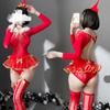 New Year's Red New Sexy Lingerie Uniform Temptation Christmas Elk Plush Sexy One-Piece Net Suit