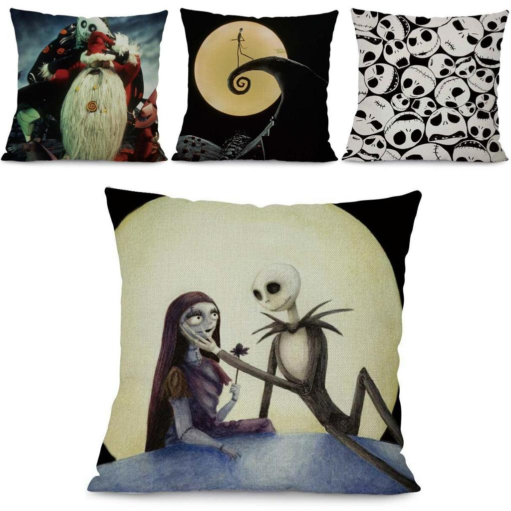 Einzigartiges Nightmare Before Christmas Geisterkopf-Design Dekorative Kissenhülle Baumwolle Leinen Material Leicht zu reinigen