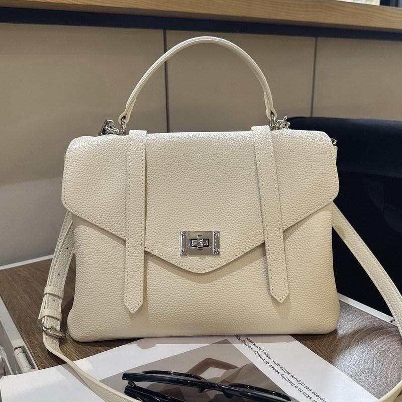 New cowhide leather tote bag small square bag high-end portable shoulder messenger bag women's bag