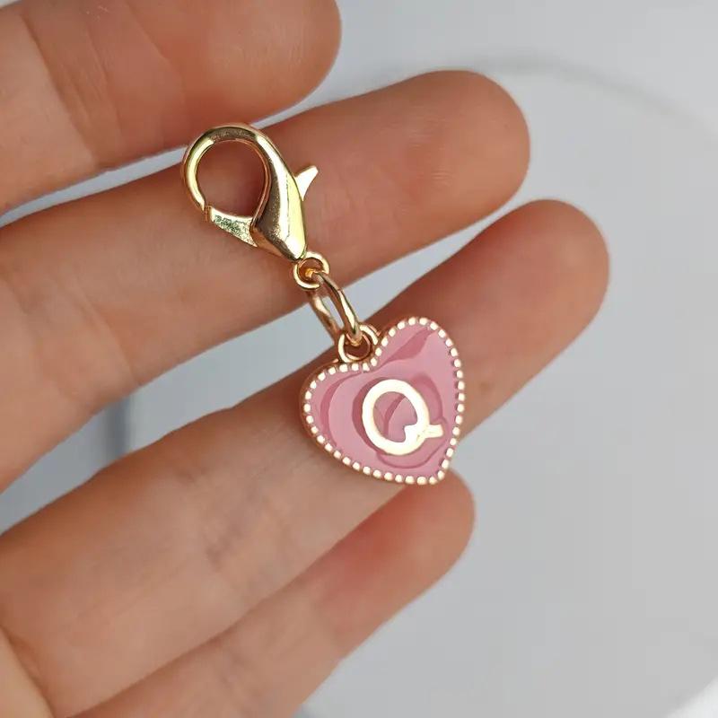 Cute Alphabet 26 Letters Heart Keychain For Bags Earphone Charm Pendants Accessories Gifts With Lobster Buckle