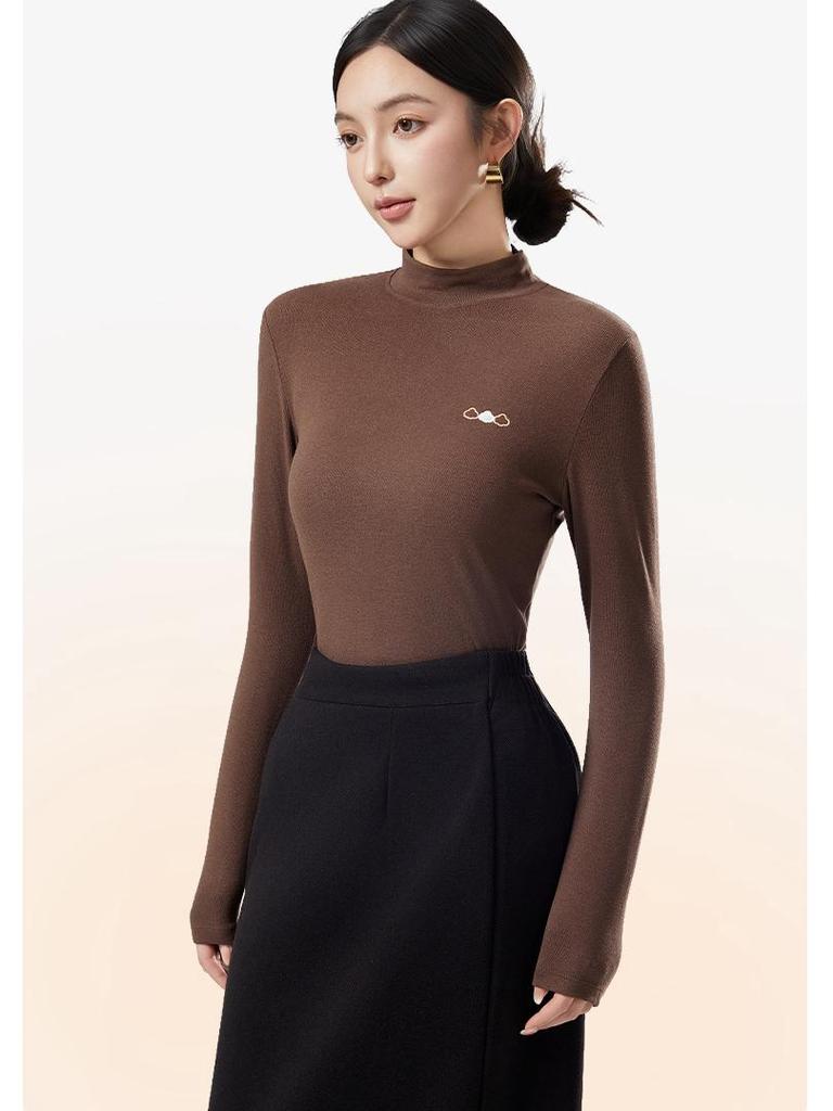 Damska półwysoka szyja generująca ciepło antybakteryjna warstwa bazowa - Wyszczuplająca, przyjazna dla skóry dzianina na jesień/zimę