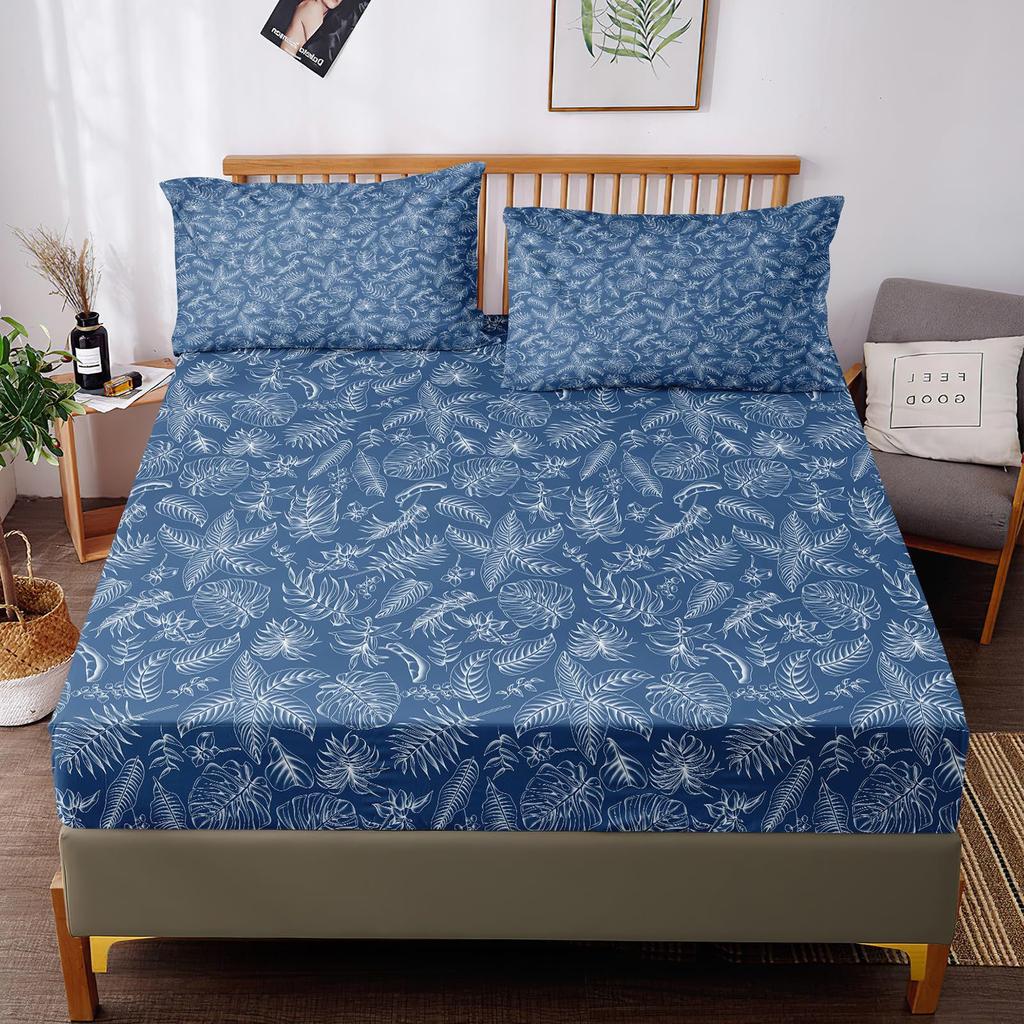 Plant Geometric Shape Pattern Bed Hat Three-Piece Digital Printing Bedding Set Adult Children