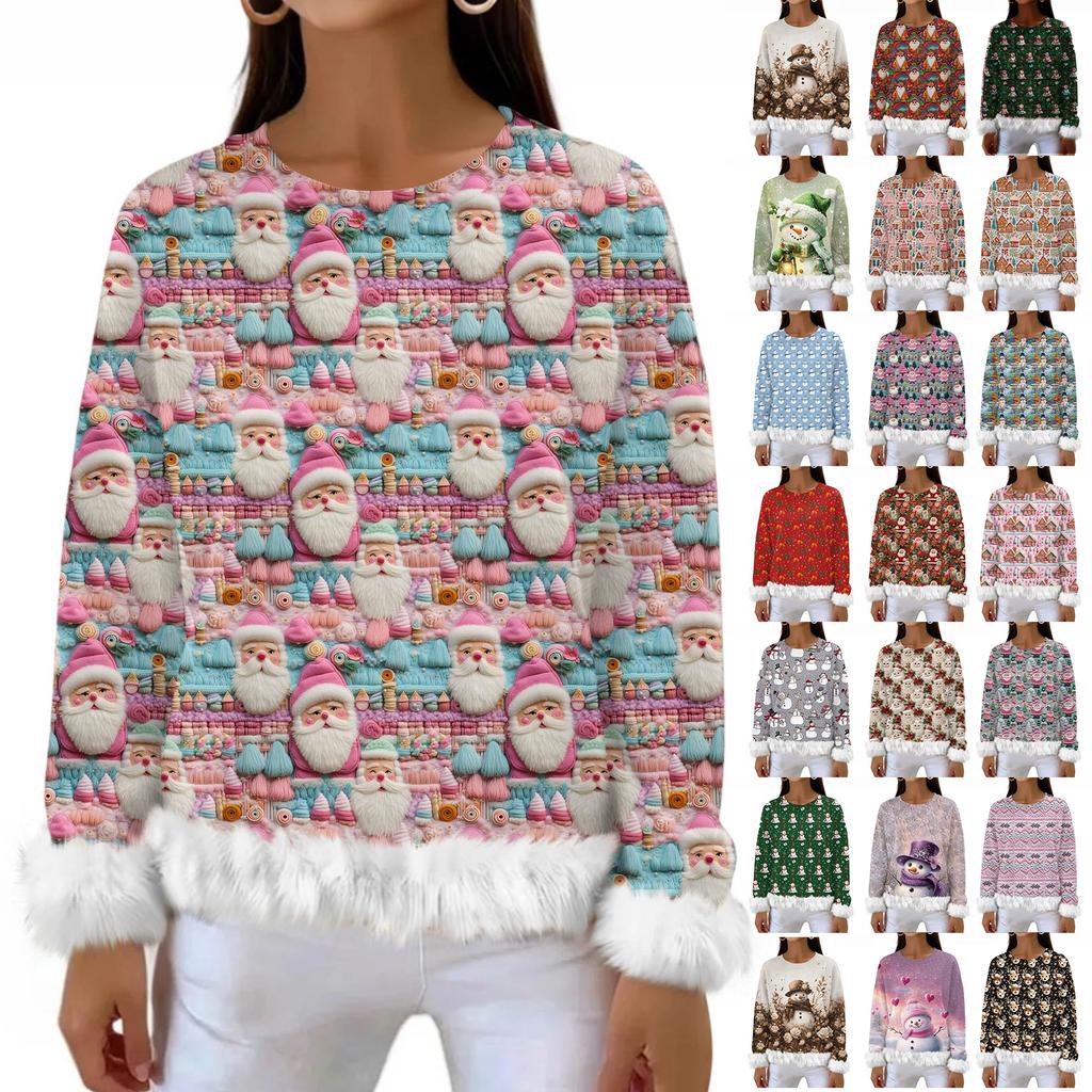 Damen Modisches Und Lässiges Langärmeliges Bedrucktes Pullover-Sweatshirt