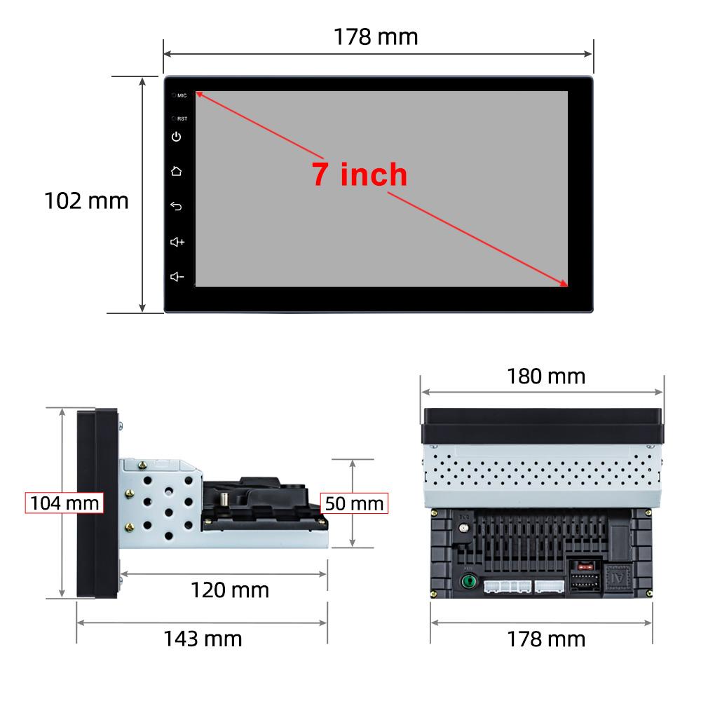 1 Din 7 Inch Car Radio Universal  Multimedia Video Player Stereo  GPS Wireless CarPlay Android Auto Wi-Fi FM Bluetooth