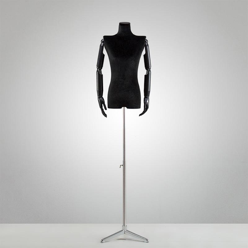 Korean Style Black Off-Shoulder Women's Half Body Mannequin with Right Angle Shoulder and Full Body Display Stand