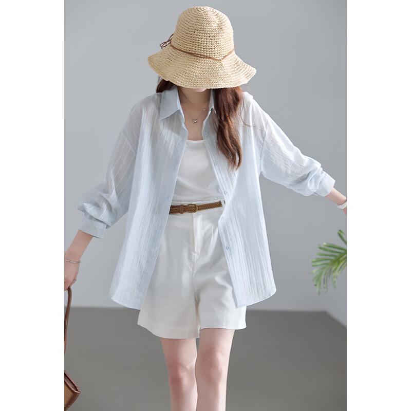 

VICTORIA&VERA Textured Striped Long-Sleeve Shirt M