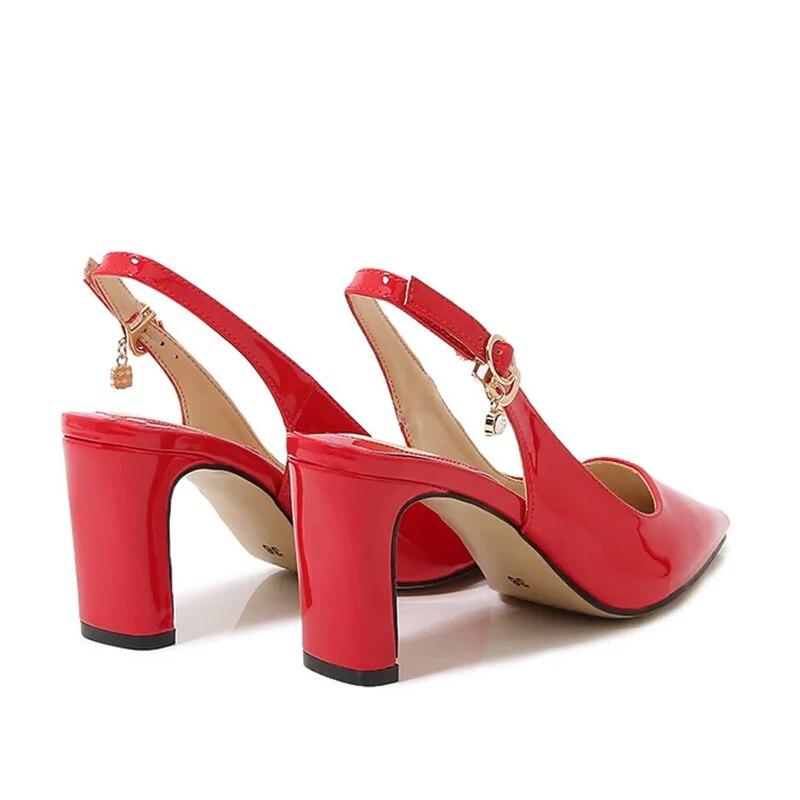 Dámská nahá barva na vysokém podpatku Kancelářské pracovní boty Nový temperament lakovaná kůže 7,5 cm podpatek WZ