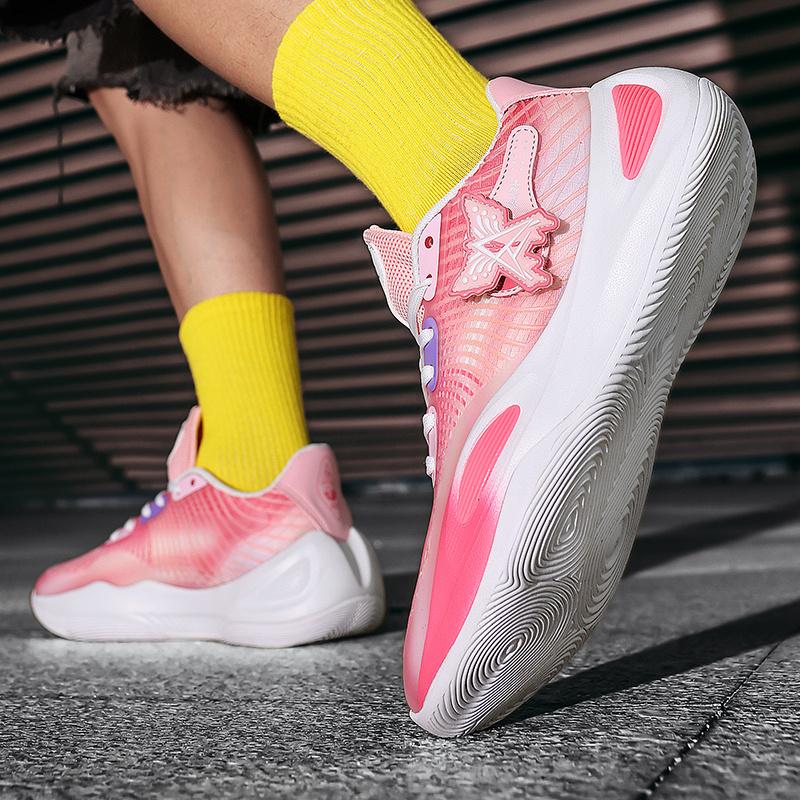 Høykvalitets lilla basketballsko mann lav topp plattform unisex treningssko sklisikker kamp sportssko for basketball