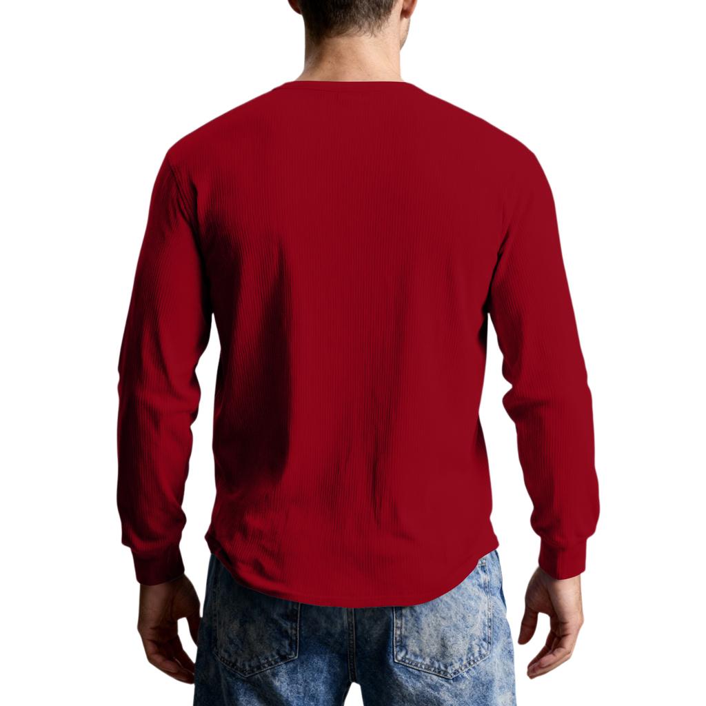 Men's Casual Knit Button-Up Long-Sleeve Shirt
