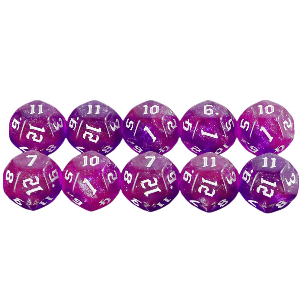 Polyhedral D12 Dice 10pcs 12 Sided Double Color with Glitter Dice for Role Playing GameD&D Boardgame Dice Set