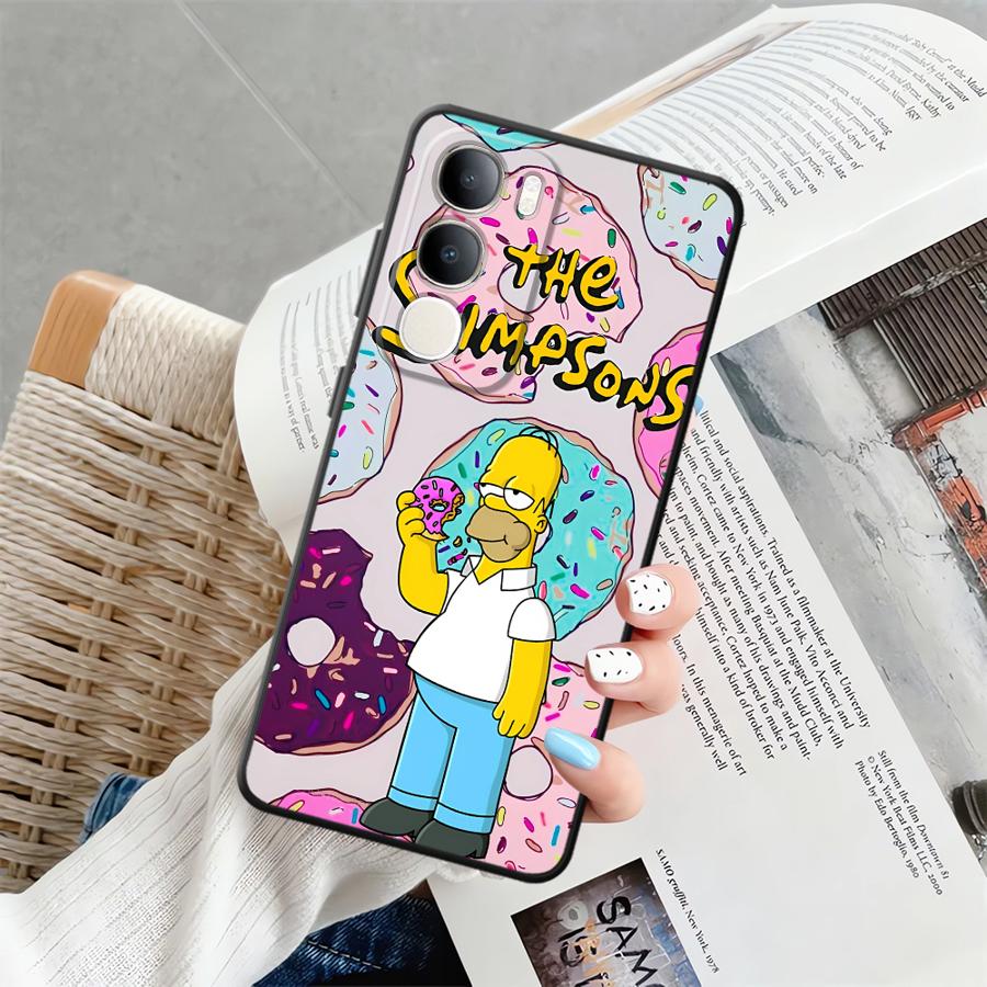 Phone Cover Case for Vivo V21E V23 Y53S V27 Y52S Y93 Y51S Y78 Y71 Y91 Y50 Y95 V29 Y75 Y81 V25 V30 S-simpsons Donut