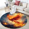 Phoenix Rising Round Area Rug,Carpet Rug for Living Room Bedroom Sofa Playroom Decor,Non-slip Floor Mat