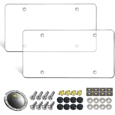 Aootf License Plate Covers- Clear Flat License Plate Protector, Unbreakable Transparent Protective Cover With Screws Caps, 2 Pack For Front Rear