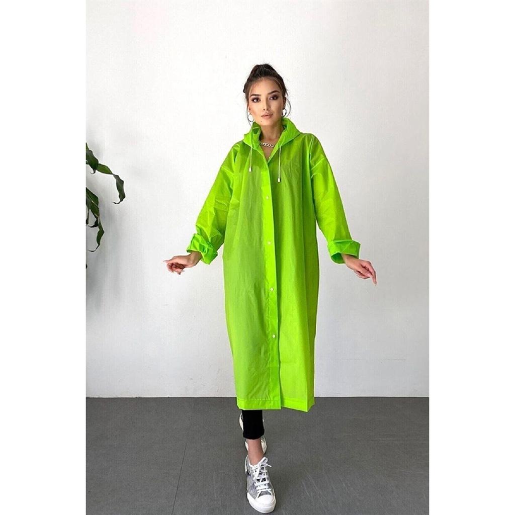 Wasserdichter Regenmantel für Damen und Herren mit Druckknopfverschluss und Kapuze Eva Weiß