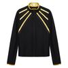 Sweat à capuche enfant scintillant avec strass et rayures métalliques, fermeture éclair, col montant, manches longues pour le patinage artistique, la gymnastique, l'entraînement