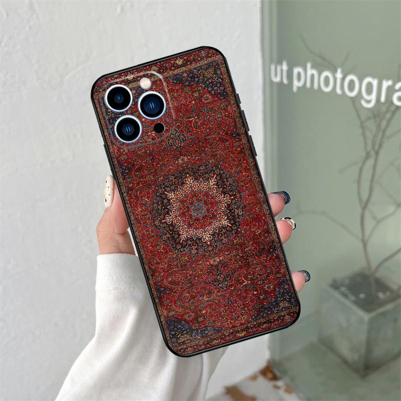 Persischer Teppich Blumenmuster Hülle Für iPhone 16 15 12 13 Mini 11 12 13 14 Pro Max X XS Max Plus XR Handyhülle