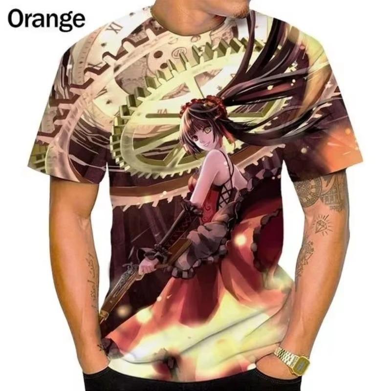 Anime DATE A LIVE Kurumi Tokisaki Koszulki Męskie Damskie Drukowane 3D Moda Casual Harajuku Krótki Rękaw O-Neck Dziecięce Topy Ubrania