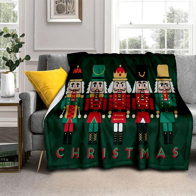 Cartoon Merry Christmas Gift The Nutcracker Doll Happy New Year Soft Flannel Blanket for Beds Bedroom Sofa Picnic,Throw Blanket