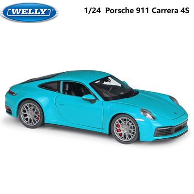 1/24 Porsche 911 Carrera 4S WELLY Coche Diecast Simulador Aleación Modelo de Metal Coche Deportivo Para Niños Regalo Colección Decoración