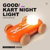 Colorful Solid Wood Go-Kart Night Light: Desktop Cartoon Atmosphere Lamp