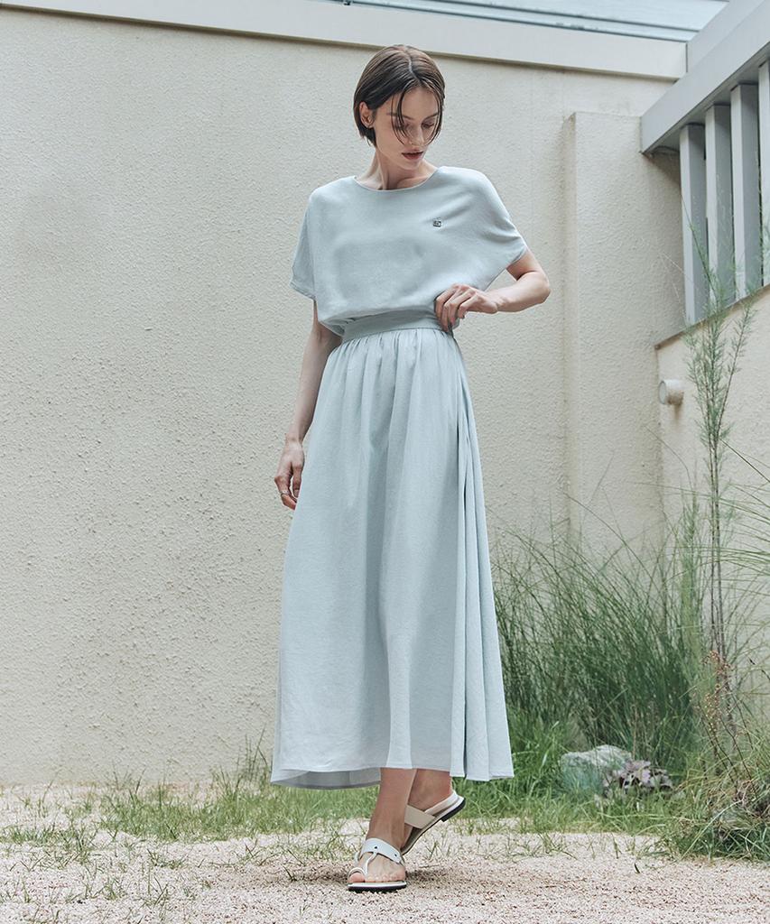 ZEROSTREET [Set] Le Zero Cool Linen Blouse & Skirt / Sky Blue