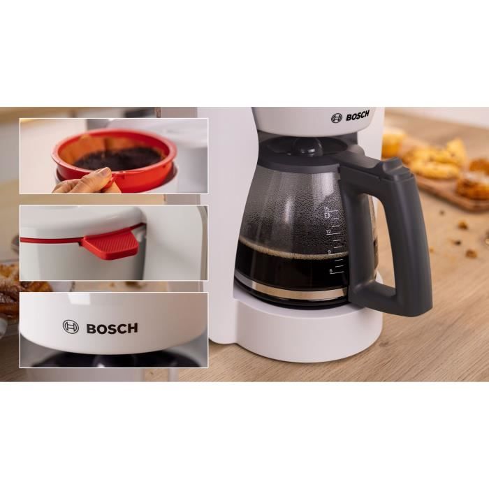 Cafetière filtre - bosch - tka3m131 mymoment - blanche - verseuse verre - fonction aroma plus - maintien au chaud jusqu'à 60 min