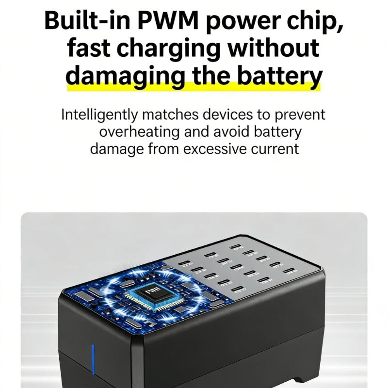 Big Capacity 30 Port Type C Charger Station Reliable Power Delivery For Phones Tablets And Other Electronics