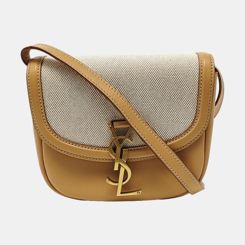 [Pre-Owned] Kaia Gold Logo Flap Leather Saddle Bag - Excellent #1GNG1QG