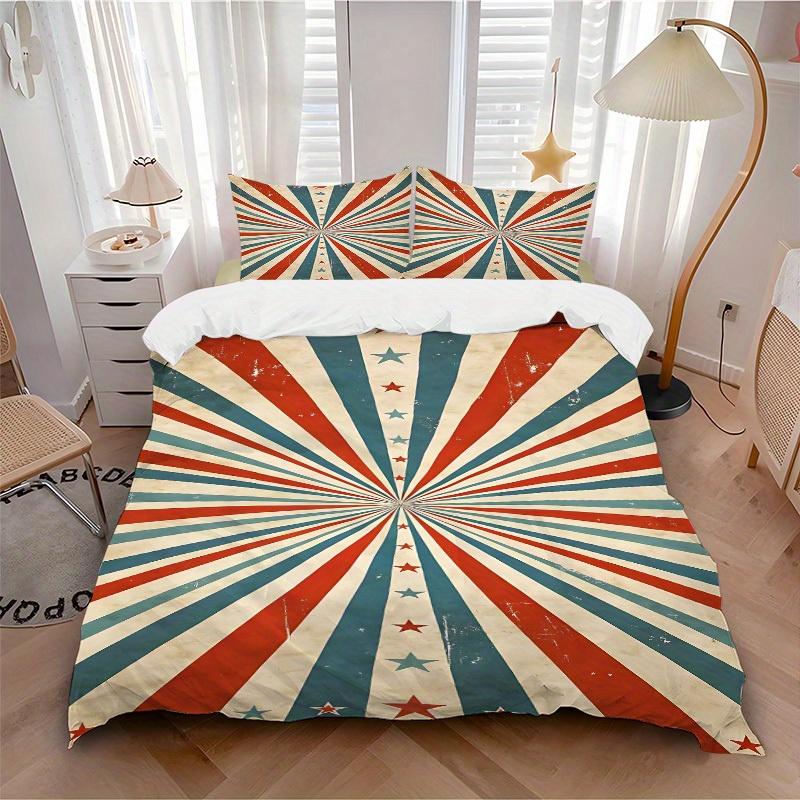 

3pcs Stars Stripes Bedding Cover Set, Fashion Classic Popular Print Bedding Set, Soft Comfortable, All Season Use, For Bedroom, Guest Room ( 135x200cm