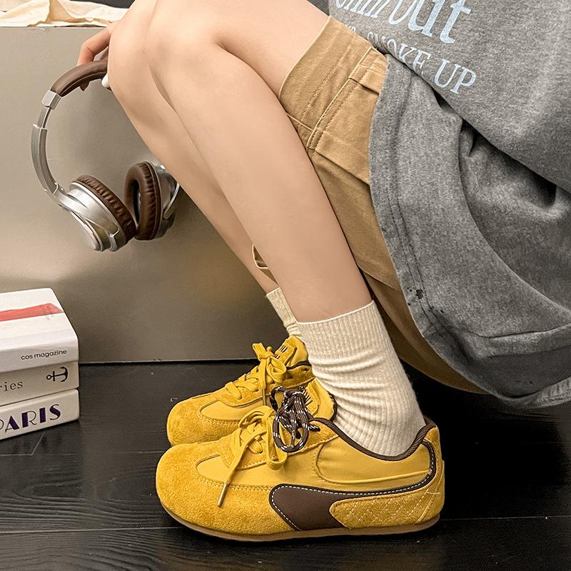 

Super soft waxy big head casual shoes women s spring new design sense versatile soft sole women s shoes mango head sports shoes 35 жёлтый