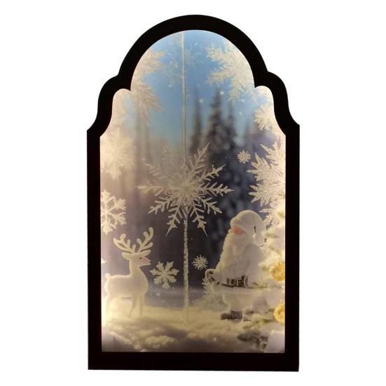 Christmas Hologram Mirror Light-up 3D Visual Effect Santa Claus Ornament USB Powered Holographic Xmas Tree Santa Decoration for Home Festive Decor