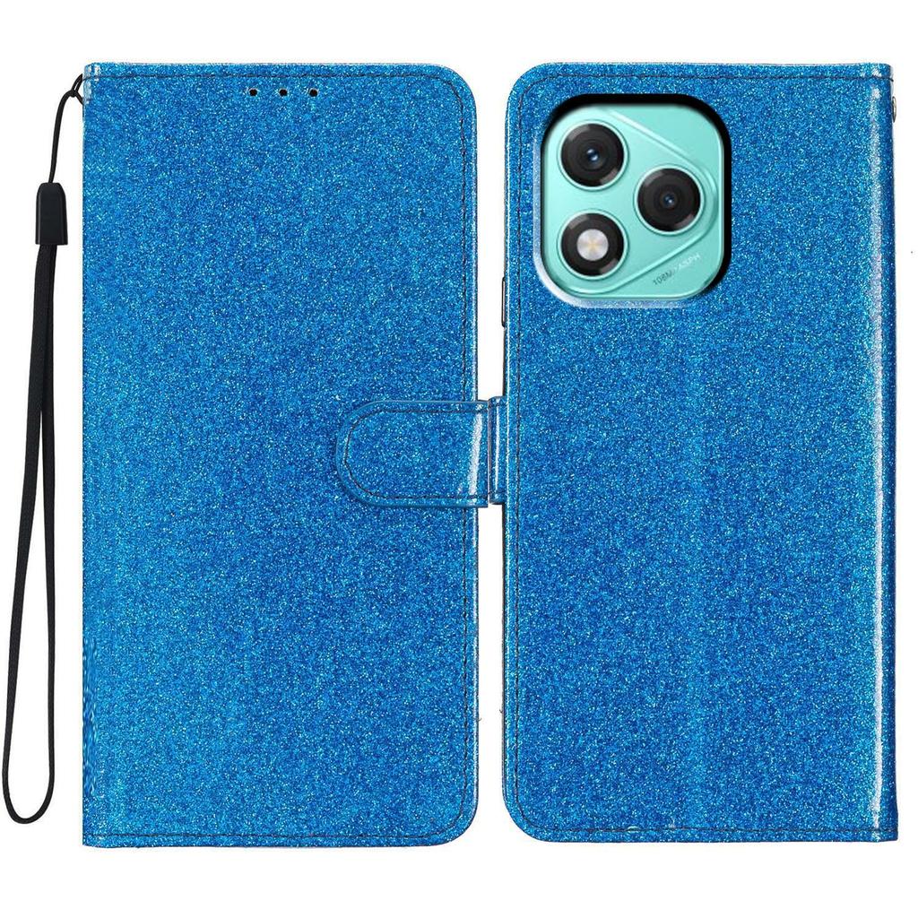 For Honor 400 Lite 5G Wallet Case Glitter Anti-Scratch Leather Stand Phone Cover with Strap