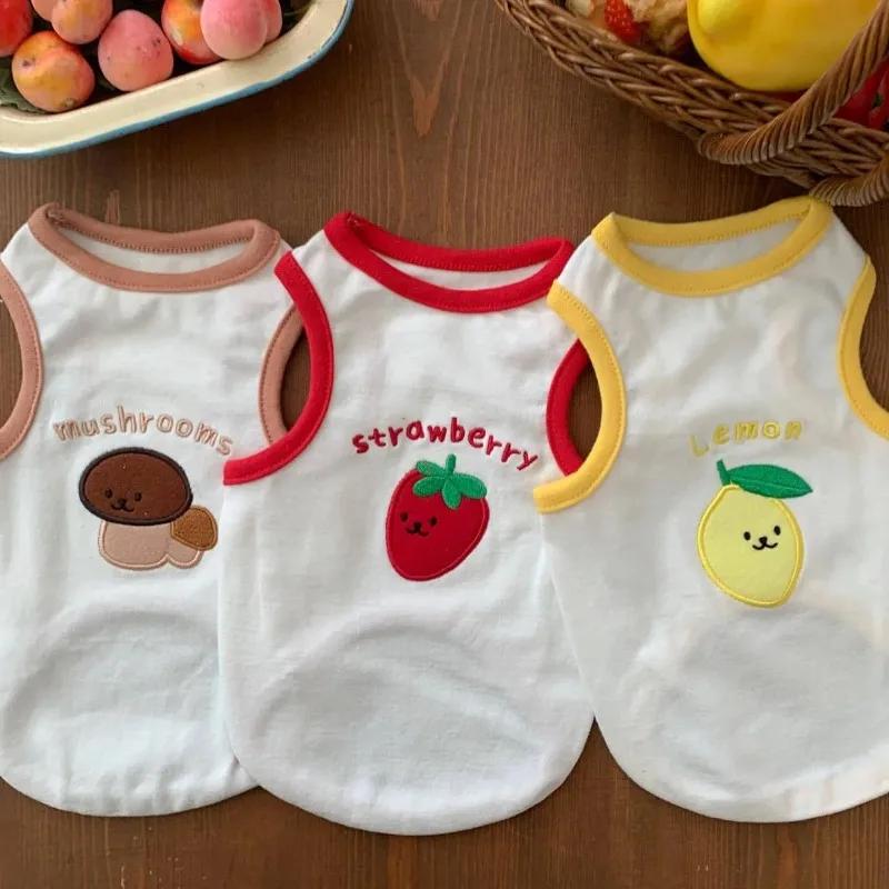 Cute Fruit Puppy Vest Pet Summer Embroidered Clothes Teddy Schnauzer Sleeveless T-Shirt Breathable Pullover Fashion Dog Clothes