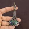 Guitar Ruby Zoisite Lab-Created Handmade Copper Wire Wrap Pendant 4.25" V2e81