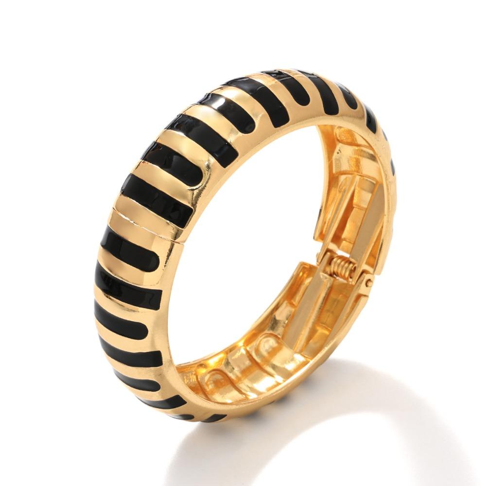 Personality Fashion Enamel Glazing Black White Bamboo Joint Opening Bangles for Women Vacation Stackable Bracelet Jewelry Gifts