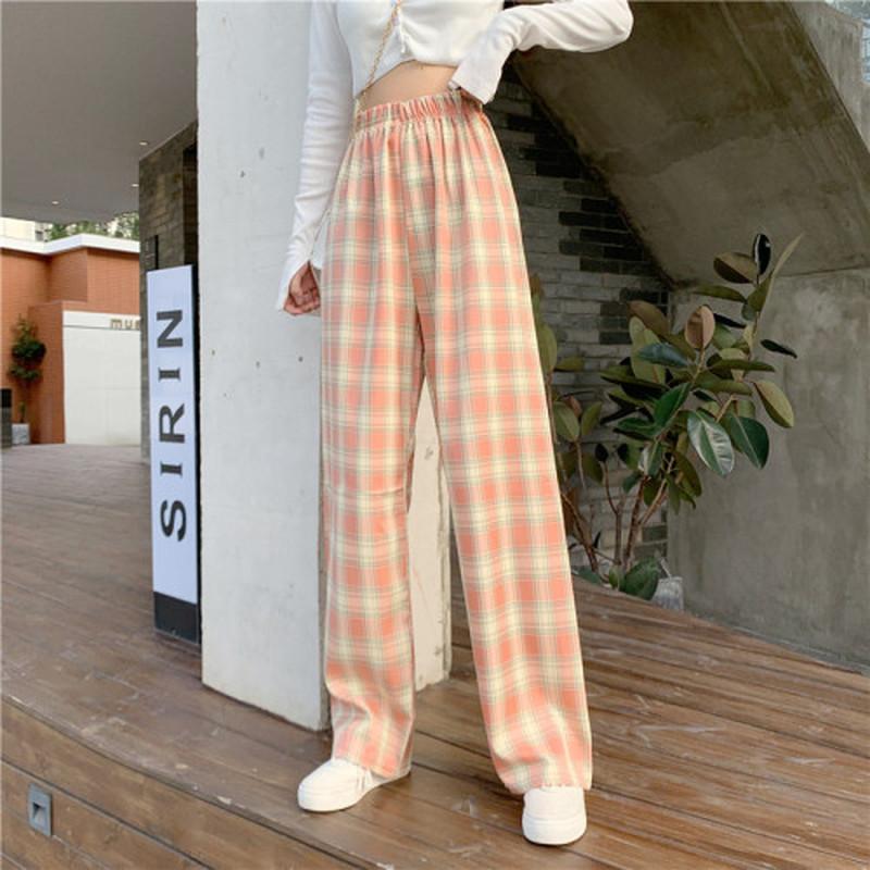 Mujer Pantalones de pierna ancha 2022 Primavera Verano Mujer Cintura Alta  Suelta Casual Pantalón de Gasa a Cuadros Pantalones Largos Ropa de Calle  Plus Size 4XL comprar a buen precio — entrega