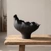 Vase with Ruffled Rim Sculptural Ceramic Textured for Living Room, Entryway