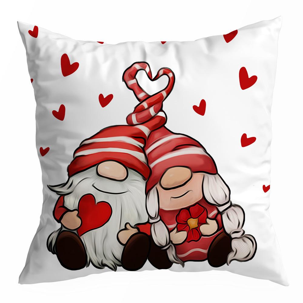 Valentine's Day Pillowcase, Peach Skin Velvet Heart Print Home Fabric Sofa Pillow, Car Waist and Back Cushion Cover