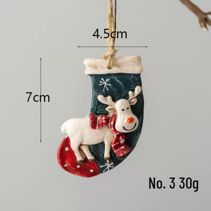 American Retro Christmas Resin Elk & Trojan Horse Tree Pendant Decor